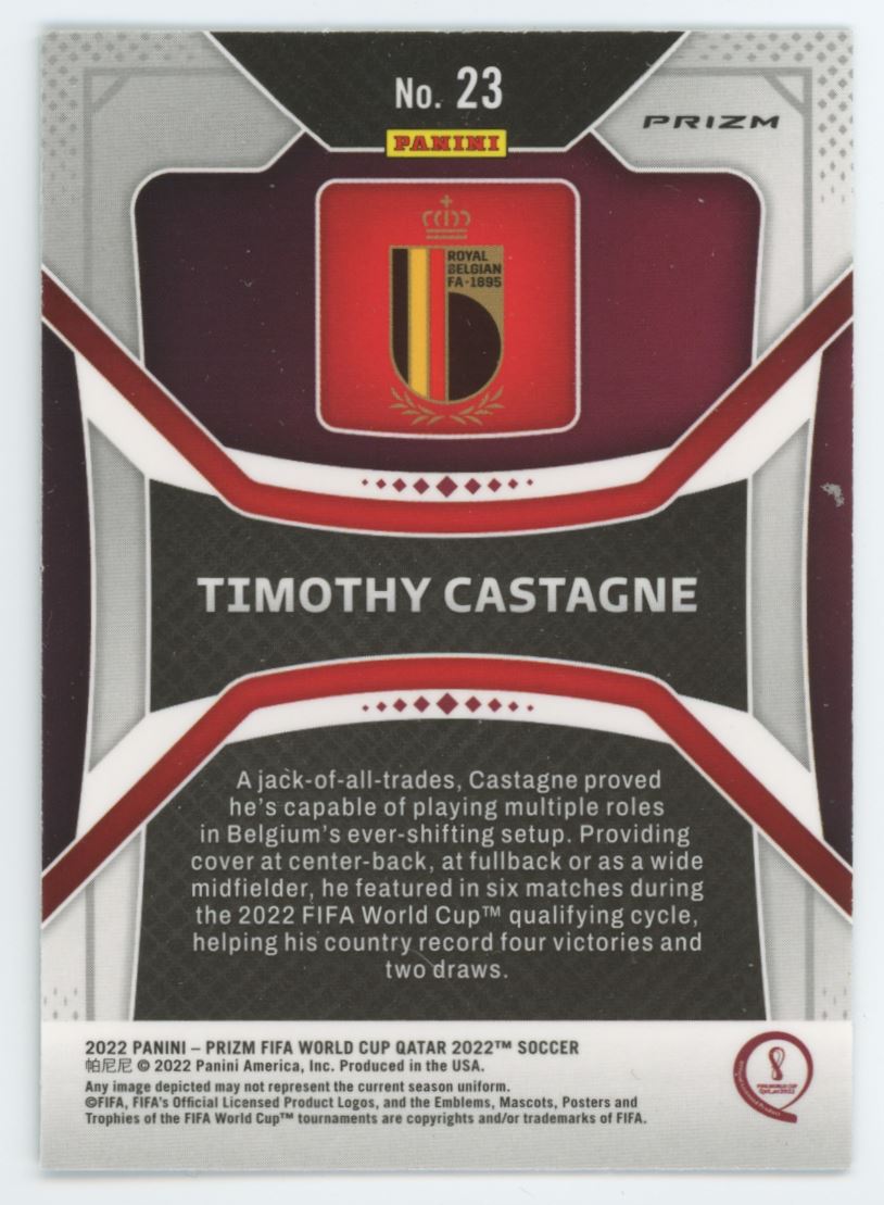 Timothy Castagne Green Wave Prizm 2022 Panini Road to FIFA World Cup Qatar 2022 Card # 23