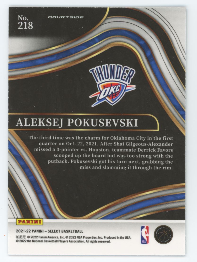 Aleksej Pokusevski Court Side 2022 Panini Select Basketball Card # 218