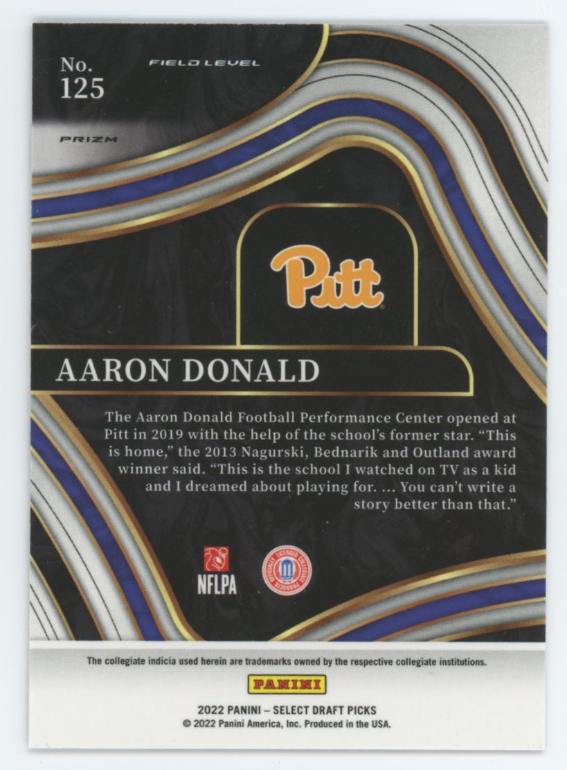 Aaron Donald Hyper Prizm Field Level 2022 Panini Select Draft Picks Card # 125