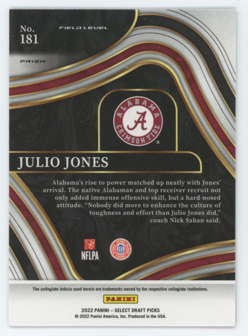Julio Jones Hyper Prizm Field Level 2022 Panini Select Draft Picks Card # 181