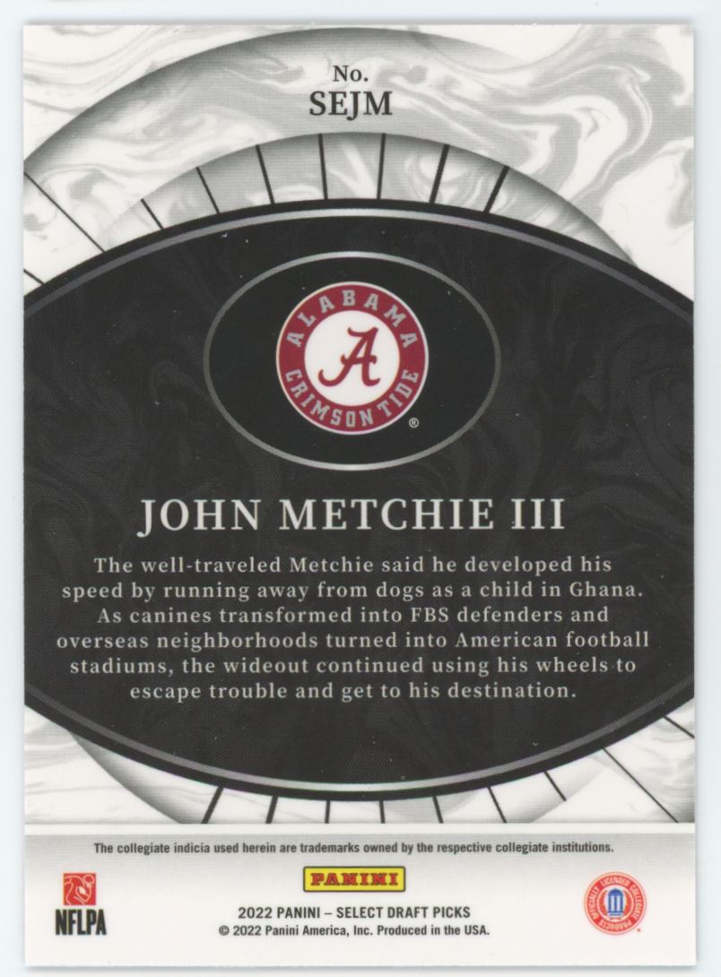 John Metchie III Sensations 2022 Panini Select Draft Picks Card # SEJM