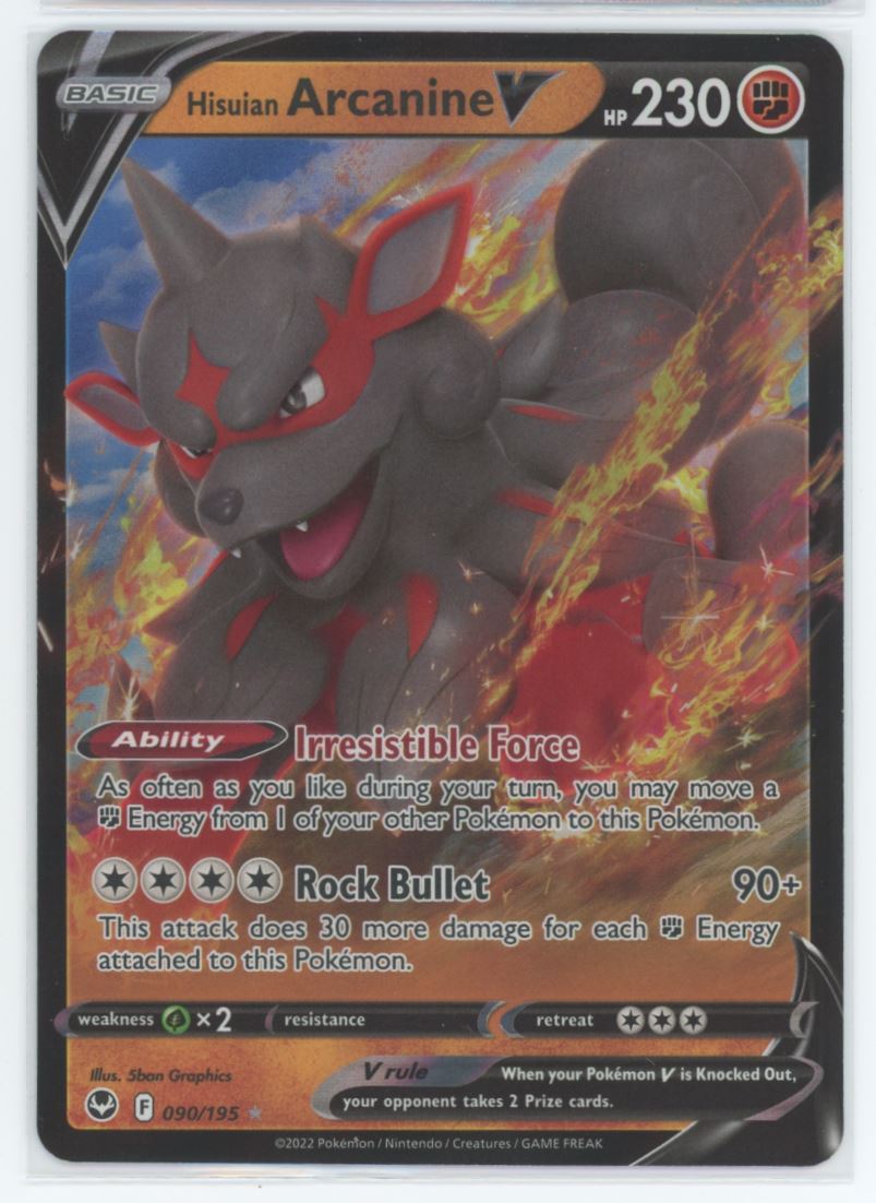 Hisuian Arcanine V 2022 Pokemon Silver Tempest Card # 090/195 VTC Hisuian Arcanine V 2022 Pokemon Silver Tempest Card # 090/195 VTC