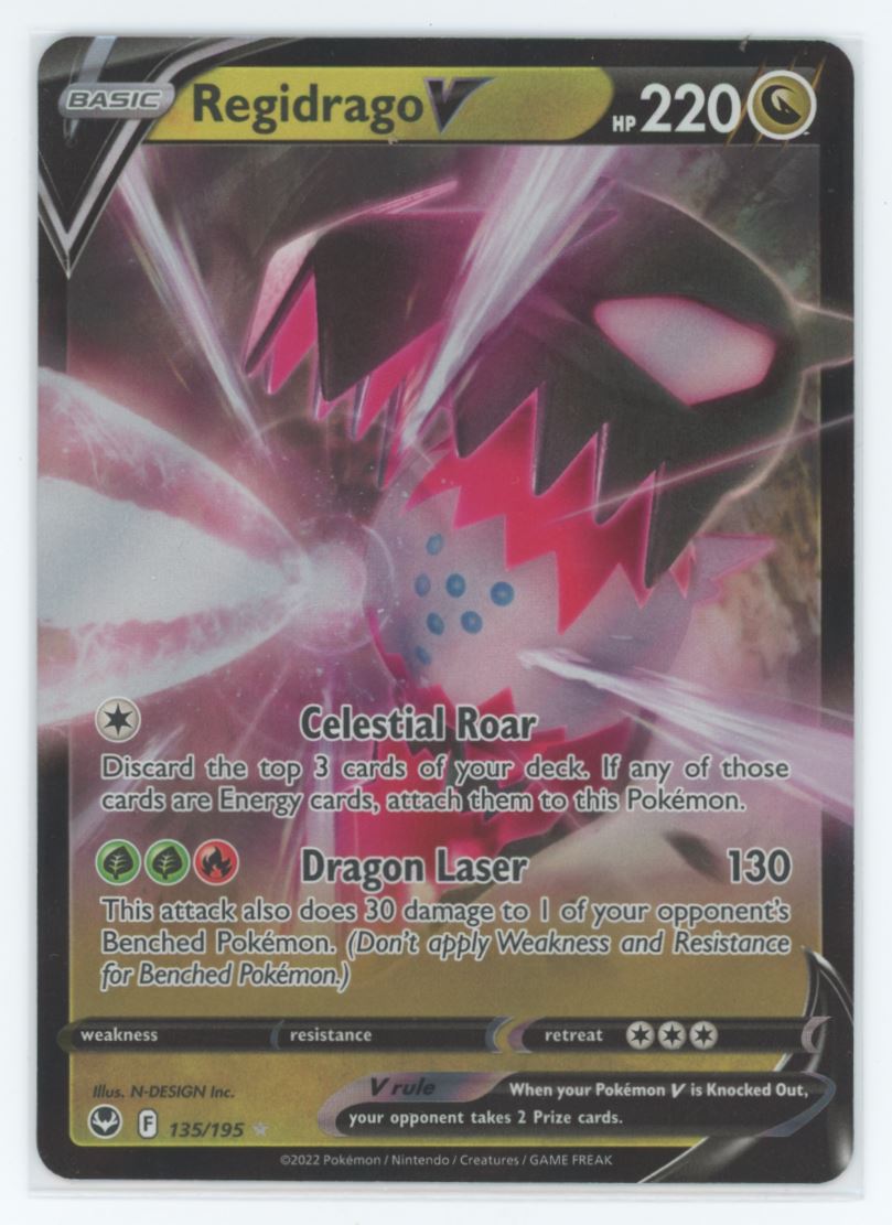 Regidrago V 2022 Pokemon Silver Tempest Card # 135/195 VTC Regidrago V 2022 Pokemon Silver Tempest Card # 135/195 VTC
