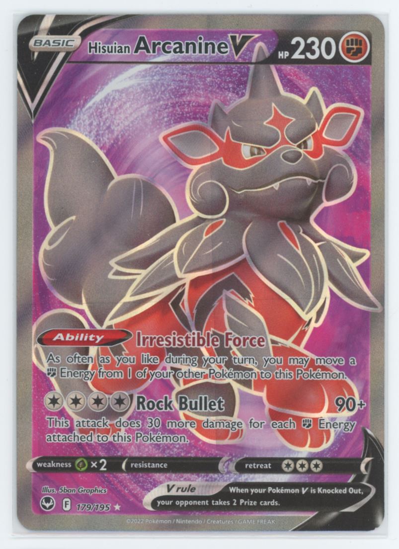 Hisuian Arcanine V 2022 Pokemon Silver Tempest Card # 179/195 VTC Hisuian Arcanine V 2022 Pokemon Silver Tempest Card # 179/195 VTC