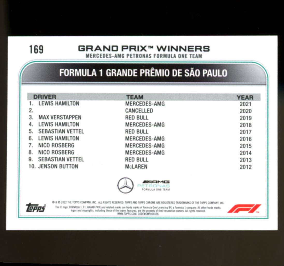 Lewis Hamilton Checker Board 2022 Topps Chrome Formula 1 Card # 169
