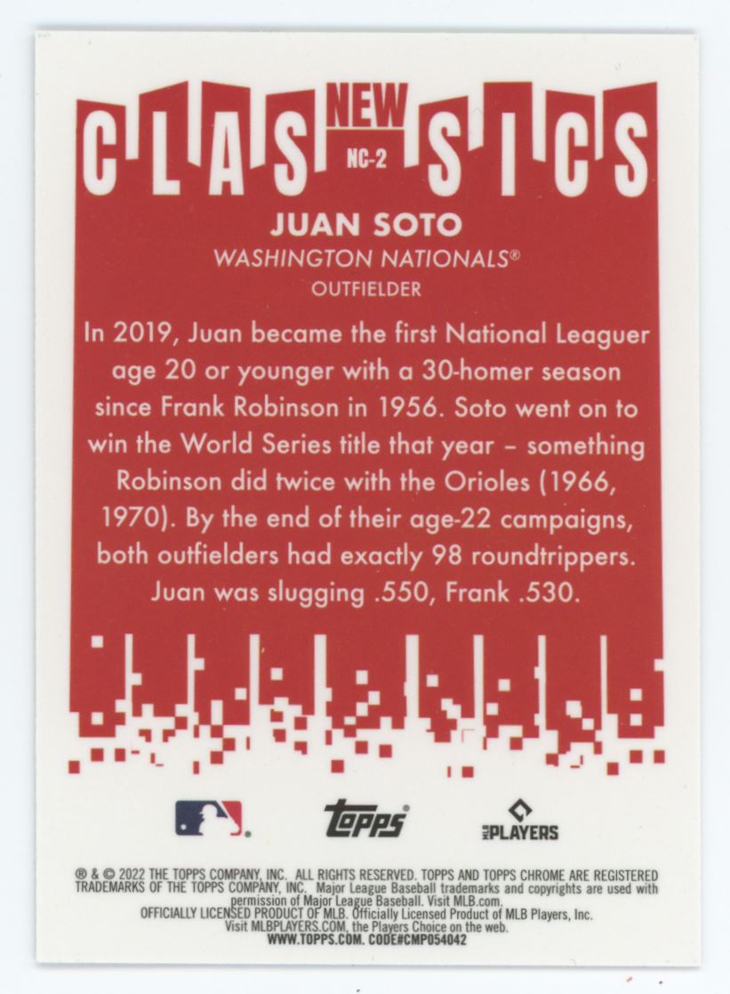 Juan Soto 2022 Topps Chrome Card # NC-2