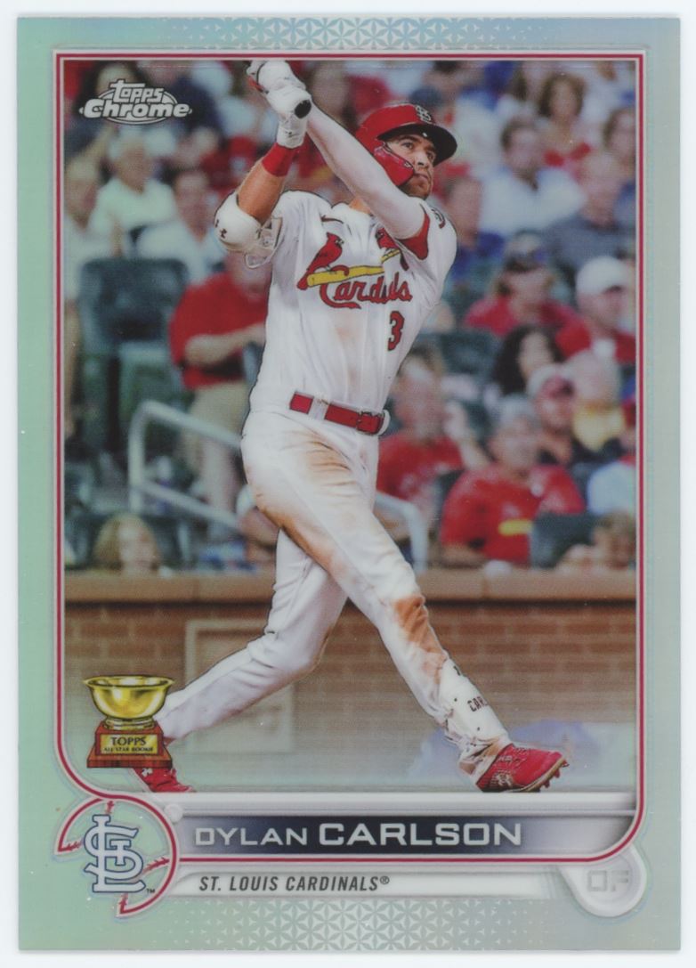 Dylan Carlson Silver Refractor 2022 Topps Chrome Rookie Card # 158