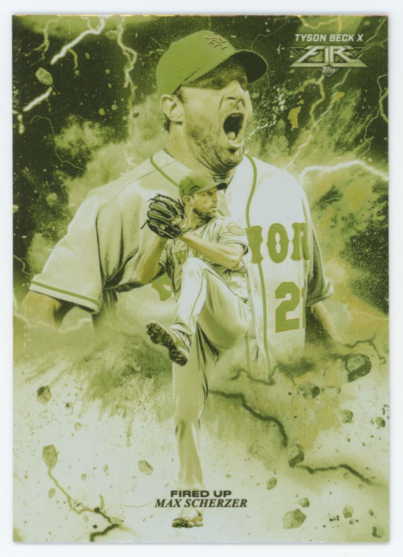 Max Scherzer Gold Minted 2022 Topps Fire Fired Up Card # FIU-11