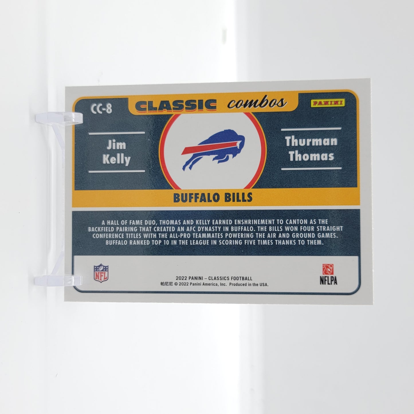 Jim Kelly/Thurman Thomas 2022 Panini Classics Classic Combos Card # CC-8