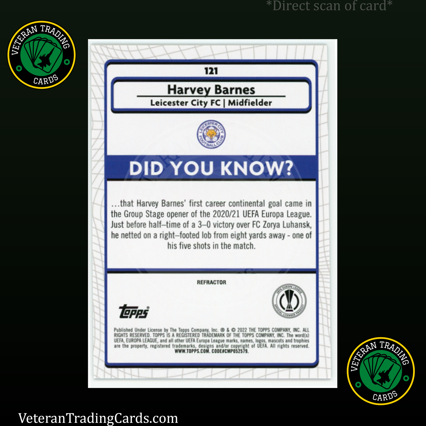 Harvey Barnes Refractor Merlin Chrome Base Card #121