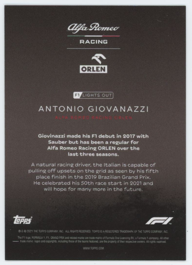 Antonio Giovanazzi Portrait Topps F1 Lights Out Card