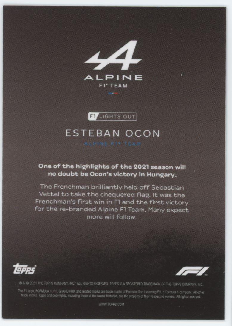 Esteban Ocon Portrait Topps F1 Lights Out Card