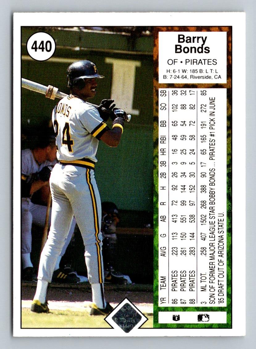 Barry Bonds 1989 Upper Deck Card # 440