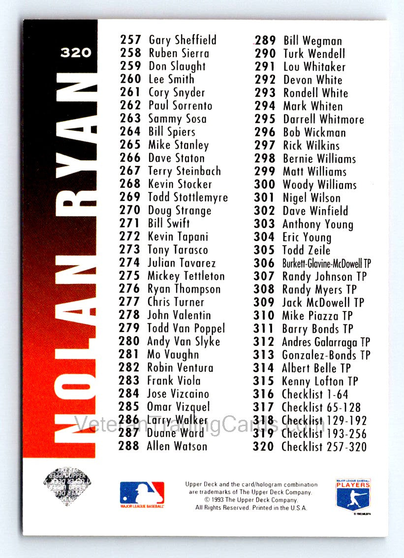 Nolan Ryan 1990 Collector's Choice Card # 320