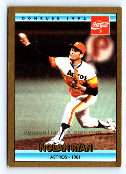 Nolan Ryan (b) 1992 Donruss Coca-Cola Nolan Ryan Card # 15