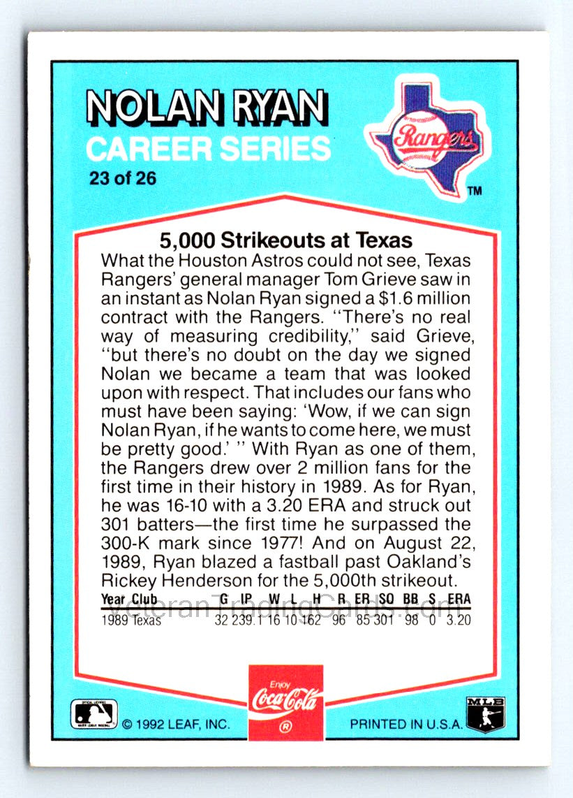 Nolan Ryan 1992 Donruss Card # 23