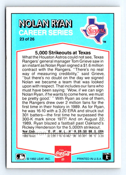 Nolan Ryan 1992 Donruss Card # 23