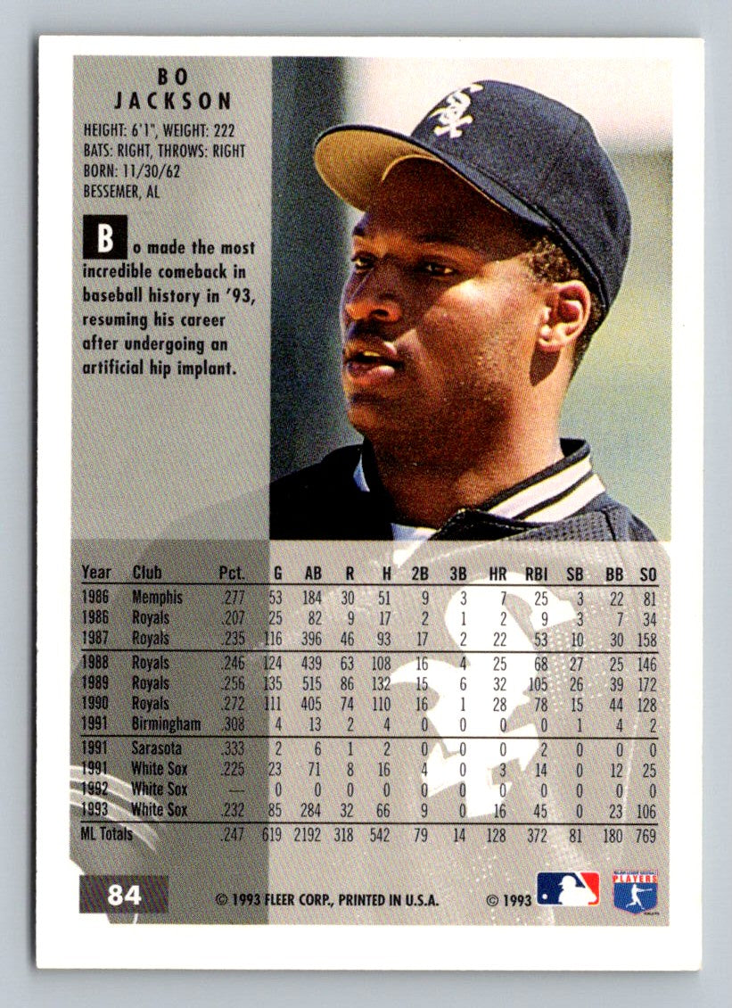 Bo Jackson 1993 Fleer Card # 84