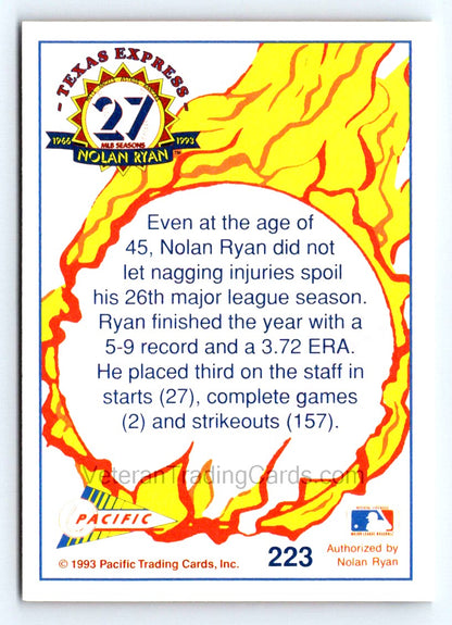 Nolan Ryan 1993 Pacific Texas Express Card # 223