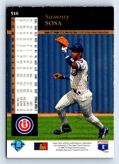 Sammy Sosa 1994 Upper Deck Electric Diamond Card # 510