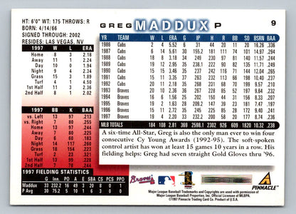 Greg Maddux 1998 Score Card # 9