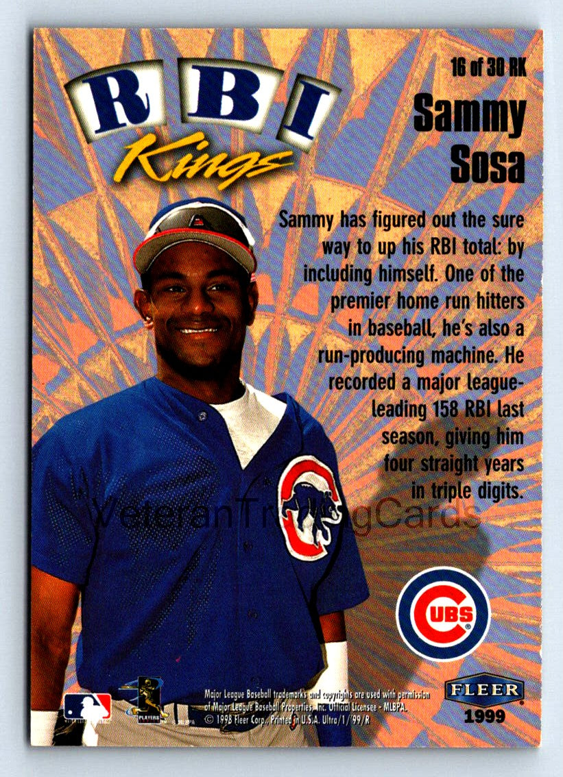 Sammy Sosa 1999 Ultra RBI Kings Card # 16