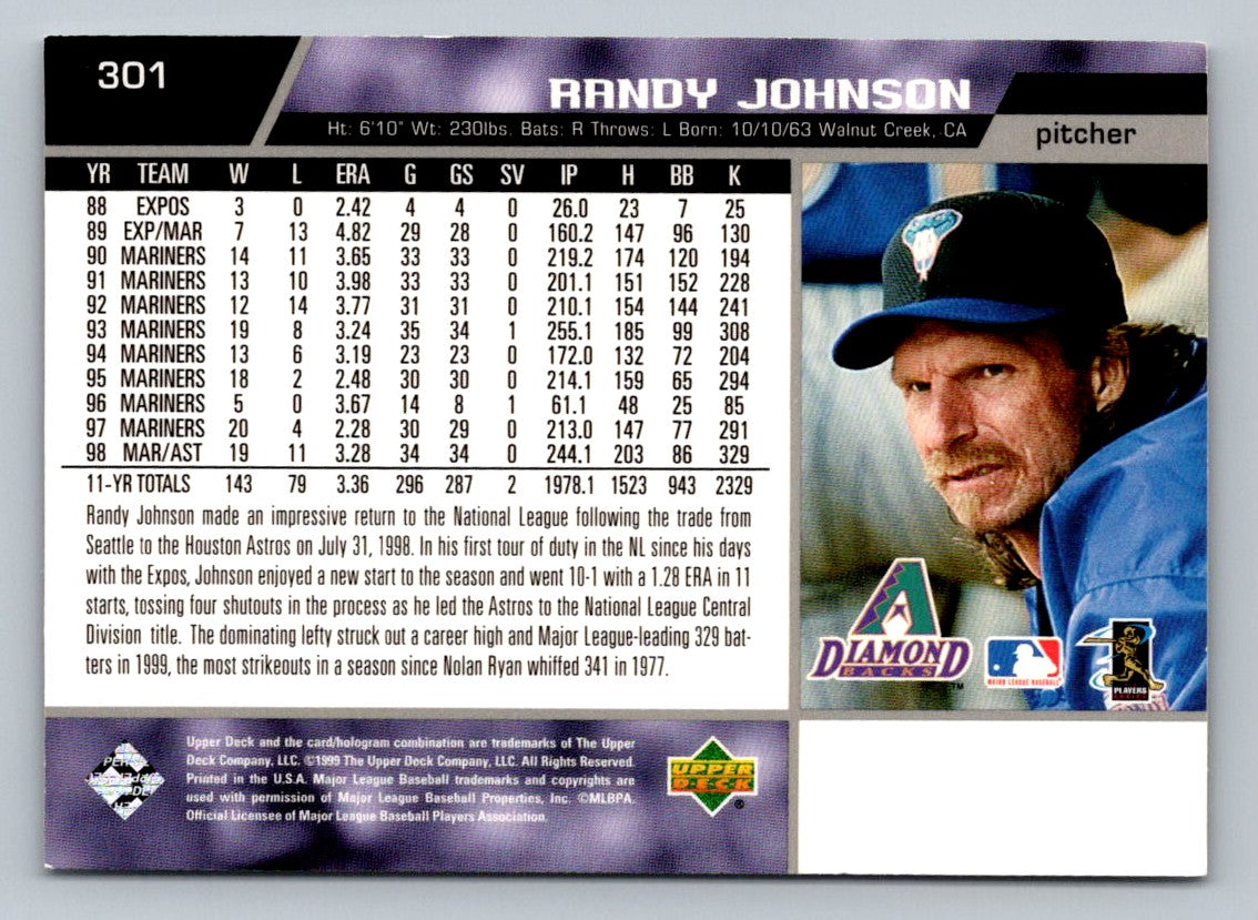 Randy Johnson 1999 Upper Deck Card # 301