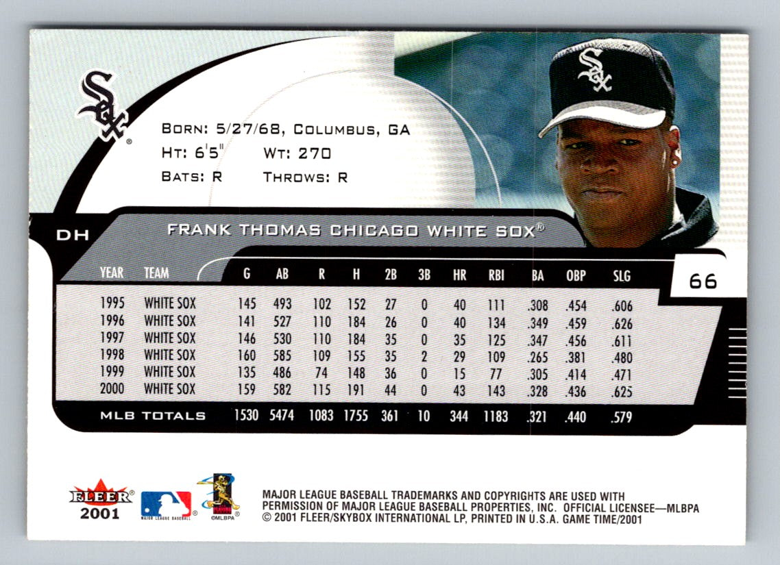 Frank Thomas 2001 Fleer Game Time Card # 66