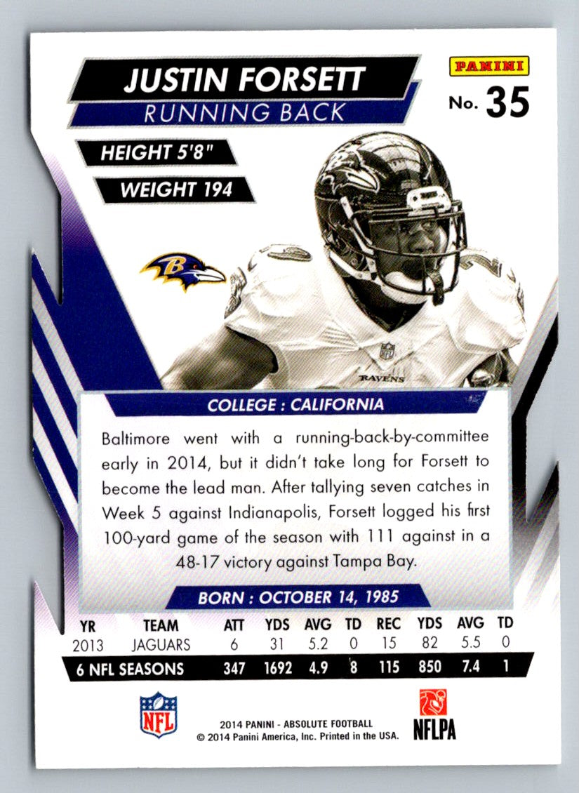 Justin Forsett Die-Cut 2014 Panini Absolute Card # 35