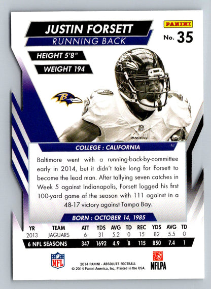 Justin Forsett Die-Cut 2014 Panini Absolute Card # 35