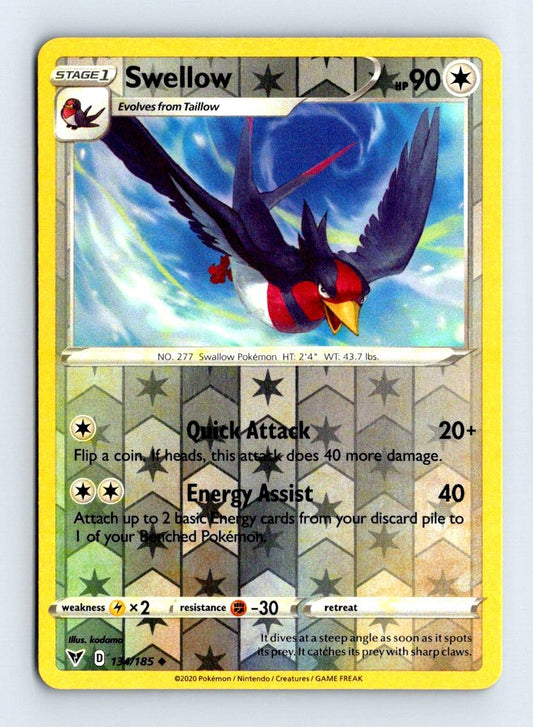 Swellow Reverse Holo 2020 Vivid Voltage Card # 134