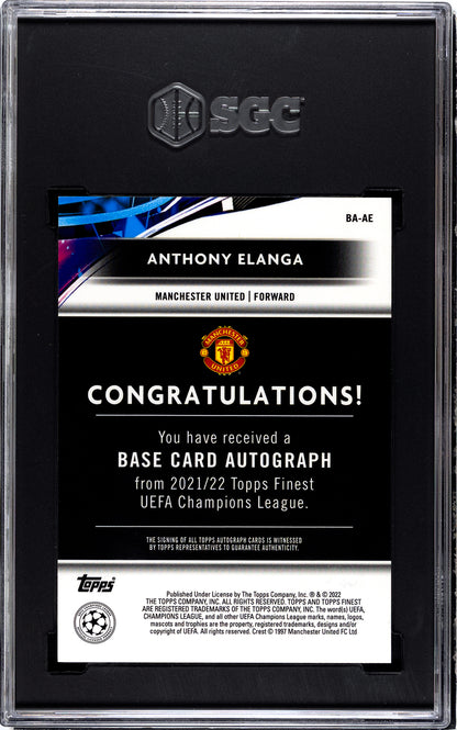 SGC 10/9.5 Anthony Elanga 2021-22 Topps UEFA Finest Auto