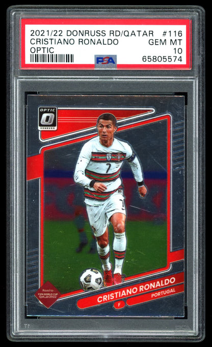 PSA 10 Cristiano Ronaldo 2021 Donruss Optic Chrome Card # 116