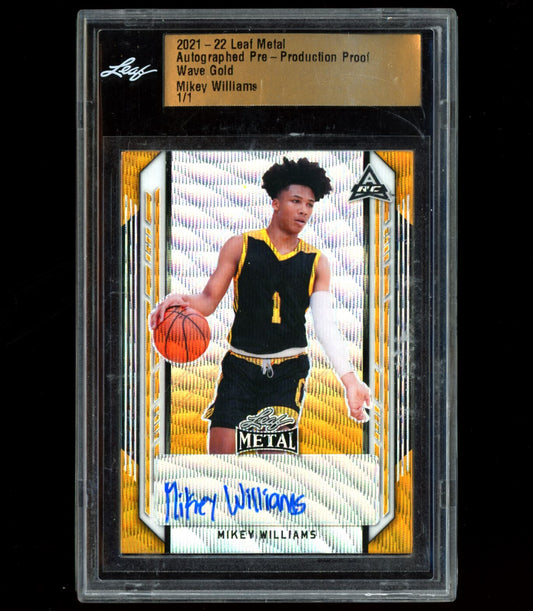 Mikey Williams Wave Gold Pre-Production Proof 1/1 2021 Leaf Metal Autograph Card #