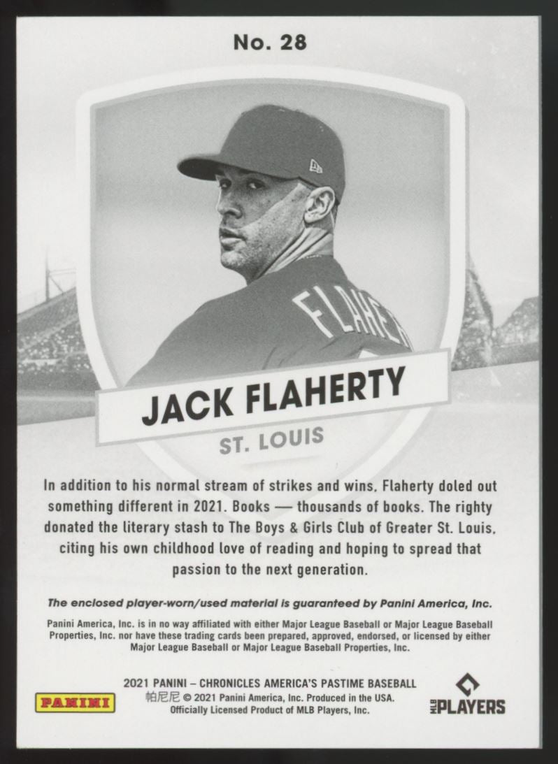 Jack Flaherty Dual-Patch 2021 Panini Chronicles America's Pastime Card # 28