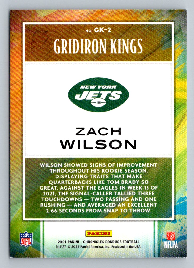 Zach Wilson 2021 Panini Chronicles Gridiron Kings Card # GK-2