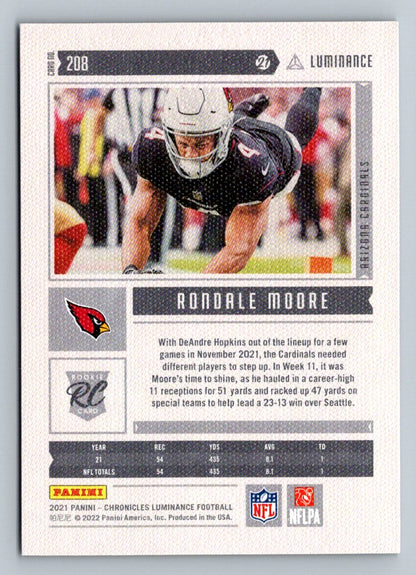 Rondale Moore Pink 2021 Panini Chronicles Luminance Rookie Card # 208
