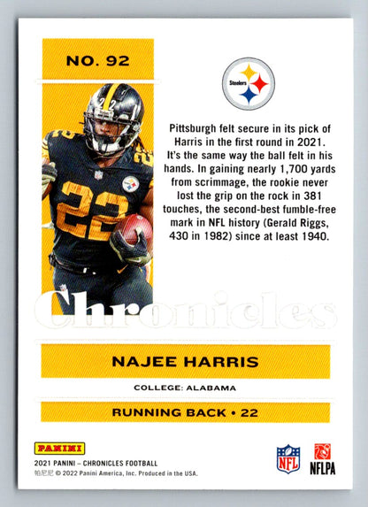 Najee Harris 2021 Panini Chronicles Rookie Card # 92