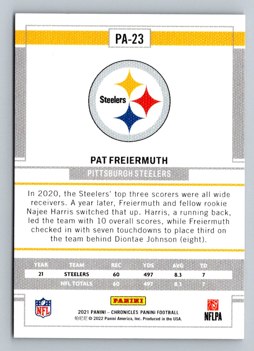 Pat Freiermuth 2021 Panini Chronicles Rookie Card # PA-23