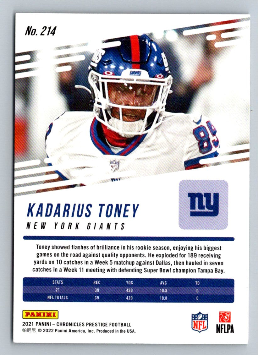 Kadarius Toney 2021 Panini Prestige Rookie Card # 214