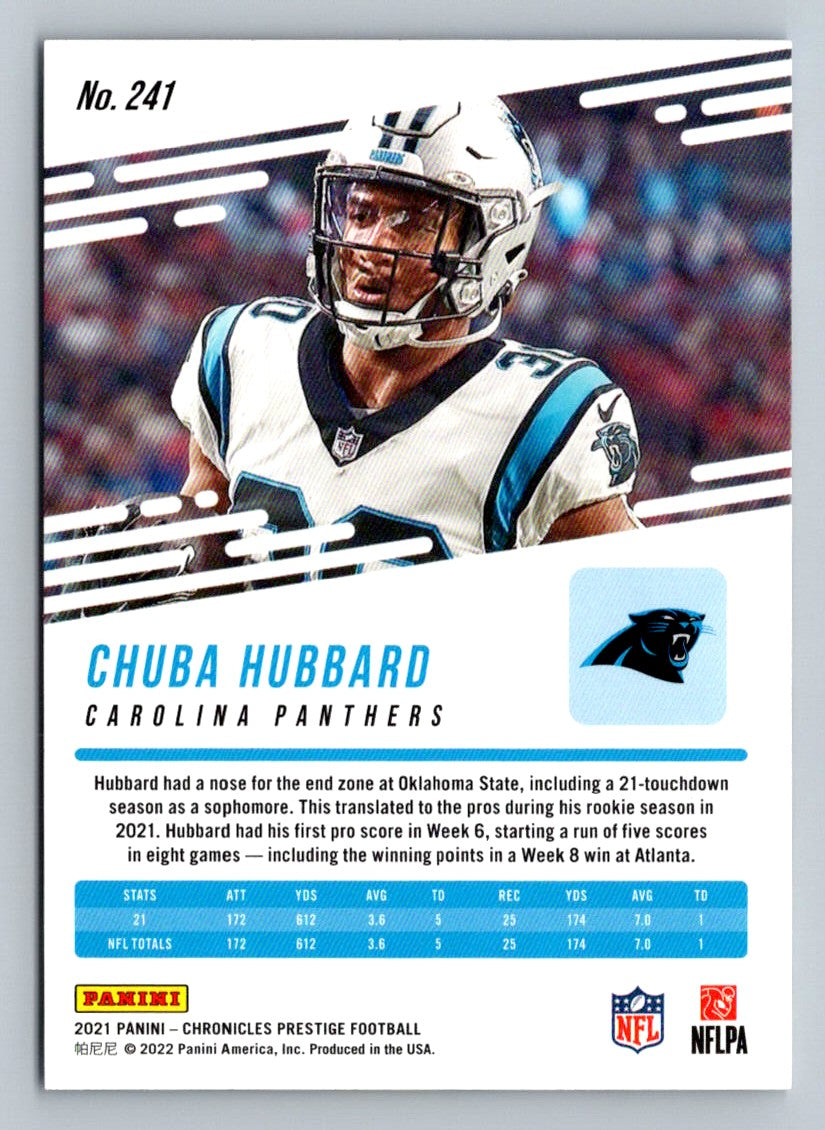 Chuba Hubbard 2021 Panini Prestige Rookie Card # 241