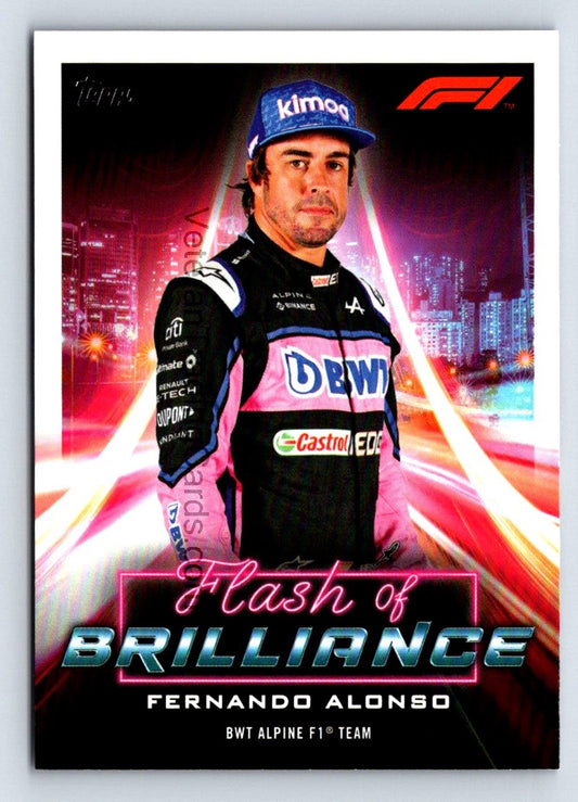 Fernando Alonso Flash Of Brilliance 2021 Topps Formula 1 Card # FOB-FA