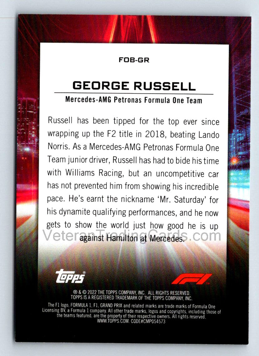 George Russell Flash Of Brilliance 2021 Topps Formula 1 Card # FOB-GR