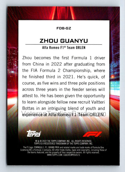 Zhou Guanyu Flash Of Brilliance 2021 Topps Formula 1 Rookie Card # FOB-GZ