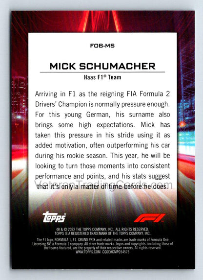 Mick Schumacher Flash Of Brilliance 2021 Topps Formula 1 Card # FOB-MS