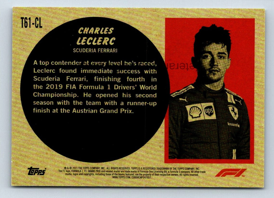 Charles LeClerc 2021 Topps Formula One Card # T61-CL