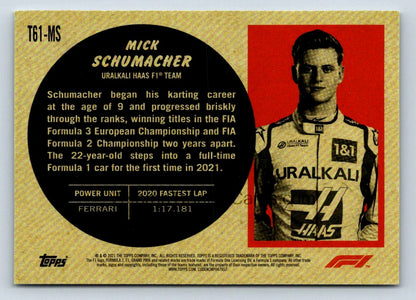 Mick Schumacher 2021 Topps Formula One Card # T61-MS