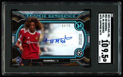 SGC 10/9.5 Hannibal 64/75 2021 Topps Museum Collection UEFA Champions League Rookie Reverence Autographs - Sapphire Rookie Autograph Card # RRA-HM