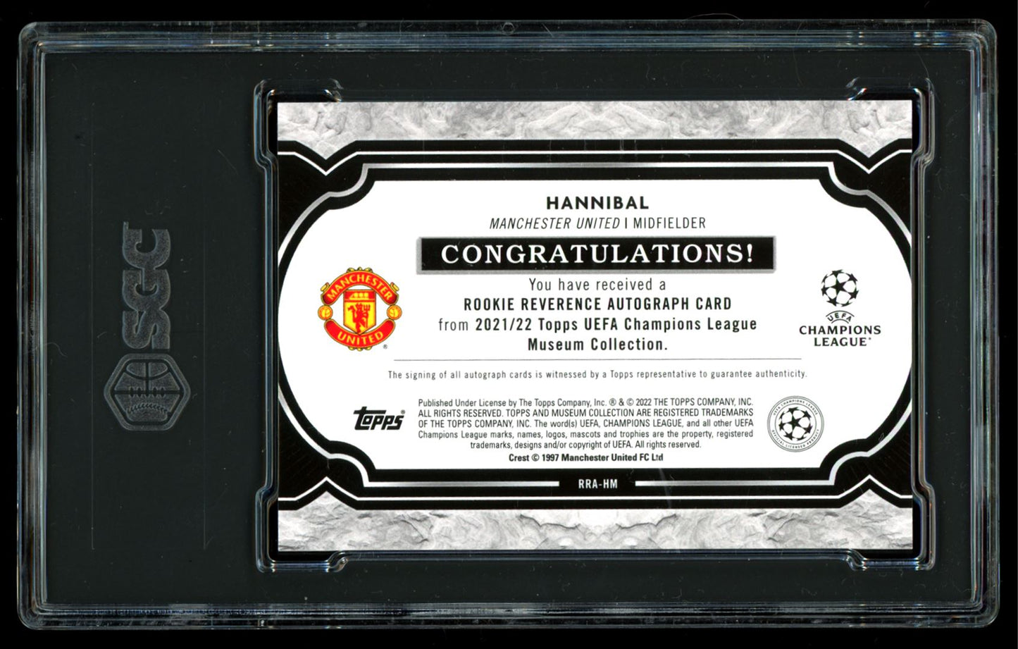 SGC 10/9.5 Hannibal 64/75 2021 Topps Museum Collection UEFA Champions League Rookie Reverence Autographs - Sapphire Rookie Autograph Card # RRA-HM