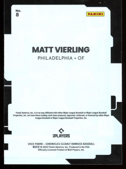 Matt Vierling 2022 Donruss Clearly Card # 8